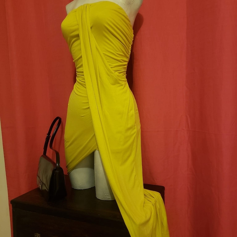 Yellow Strapless Dress S
